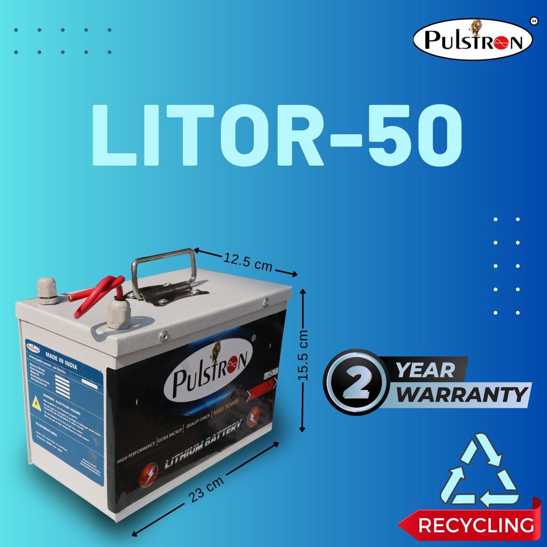 Pulstron AKNE-50/ 24V 50Ah / Lithium LiFePO4 Battery / Prismatic Cell / For  Solar Inverter/ H-UPS at Rs 22000, Lifepo4 Battery in Bulandshahr